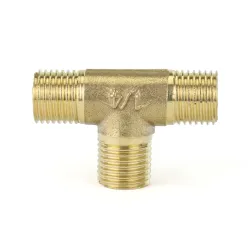 Trójnik nypel 10mm GZ-GZ-GZ mosiężny - zbliżenie