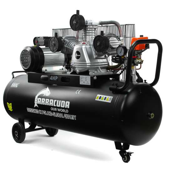 Olejowy kompresor powietrza Barracuda 3065 10 Bar butla 100L 600 l/min silnik 3kW 230V
