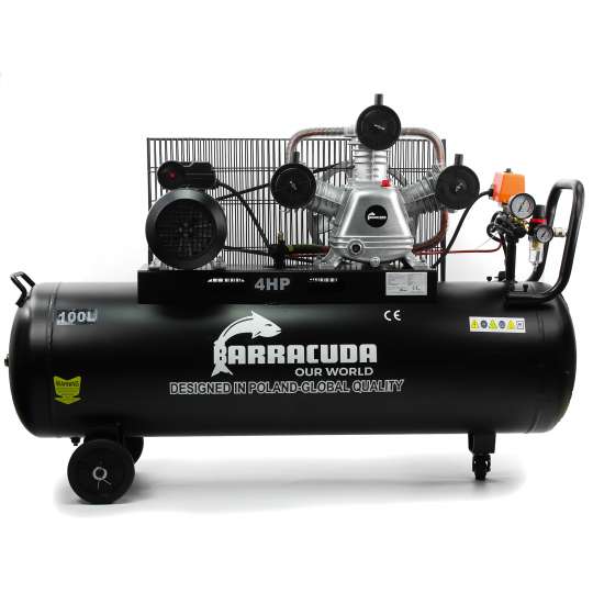 Olejowy kompresor powietrza Barracuda 3065 10 Bar butla 100L 600 l/min silnik 3kW 230V